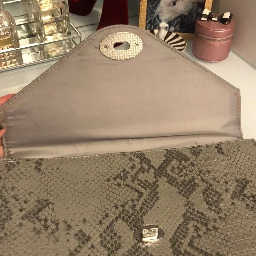 H&M Silver Snakeskin Clutch